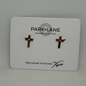 NEW Park Lane Jewelry FAITH Cross Earrings Stud Gold Crystal Christian Gift Box
